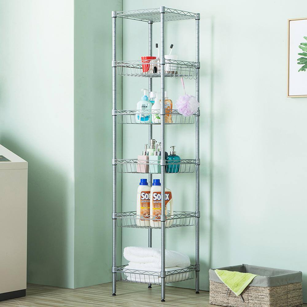 Karl home Modern Silver Wire Shelf (13.39 in. W x 13.39 in. D) 302589548042