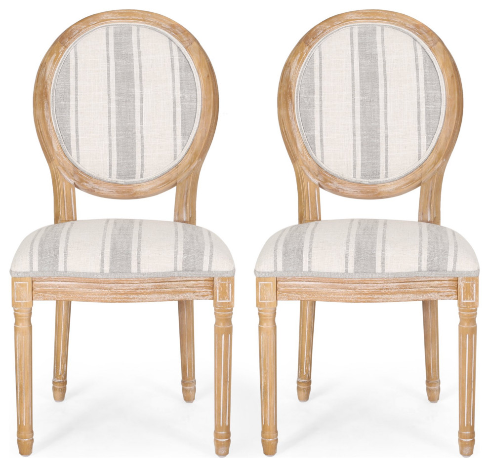 Set of 2 Dining Chair  Natural Rubberwood Frame  ampPadded Seat   French Country   Dining Chairs   by Decor Love  Houzz