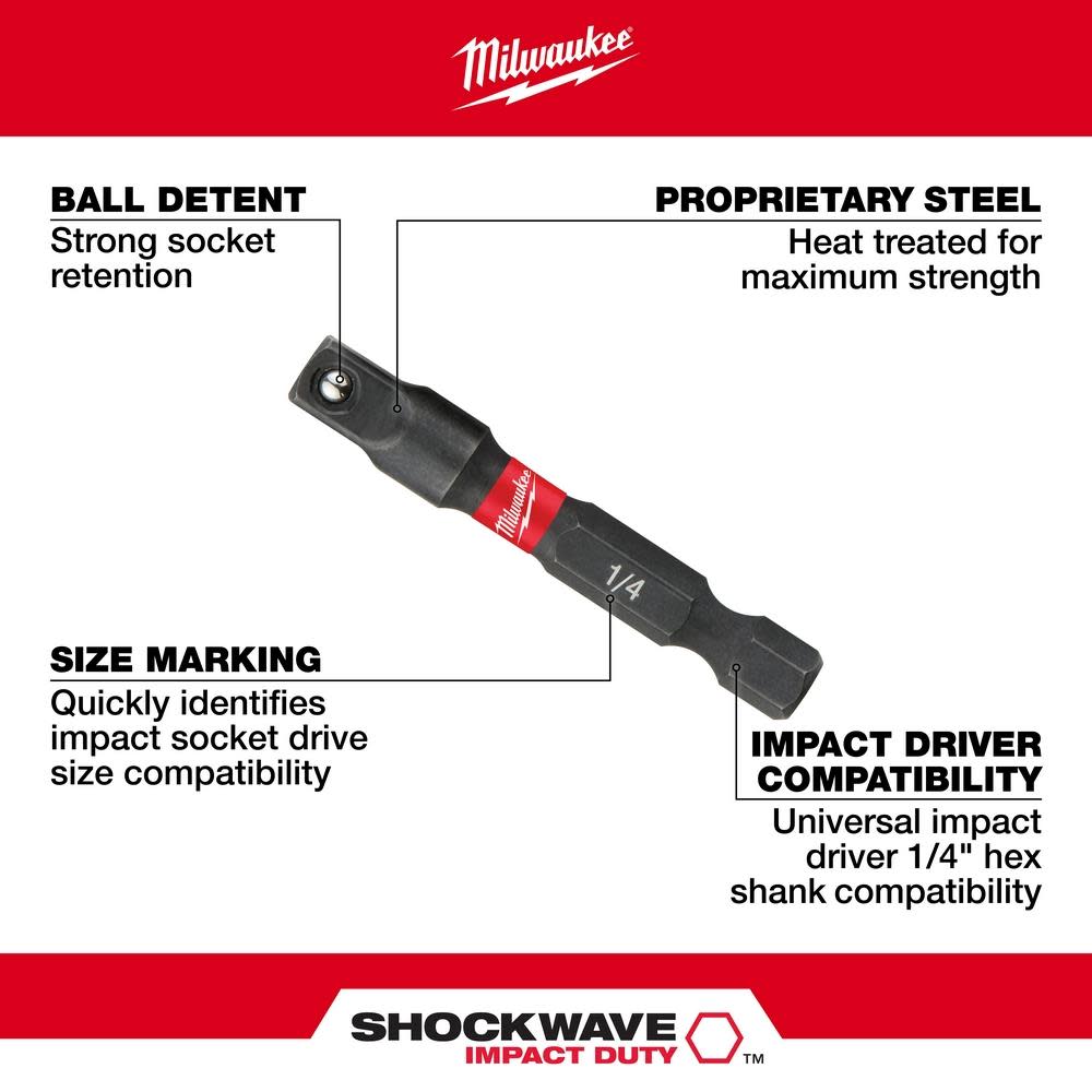 SHOCKWAVE? 1/4 in. Hex Shank to 1/4 in. Socket Adapter ;