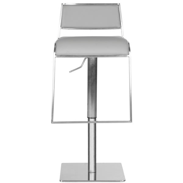 SAFAVIEH 28.7-38.6-inch Natania Grey Leather Adjustable Swivel Bar Stool - 17.5