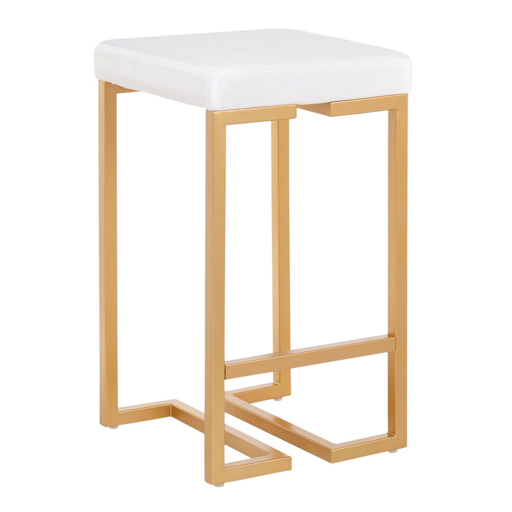 Midas Contemporary Glam Upholstered Counter Stool (Set of 2)   N/A