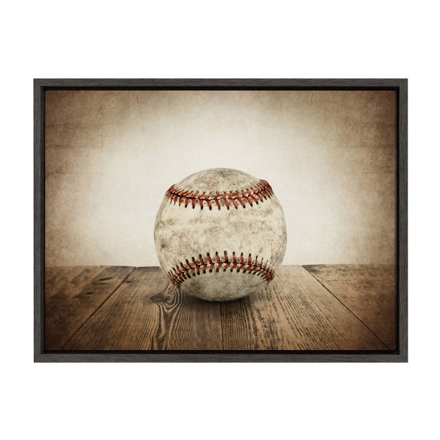 X 24 quot Sylvie Vintage Baseball Framed Canvas By Shawn St Peter Gray Designovation