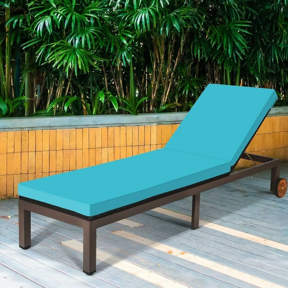 Patio Chaise Lounge Chair Outdoor Rattan Lounger Recliner Chair   81\