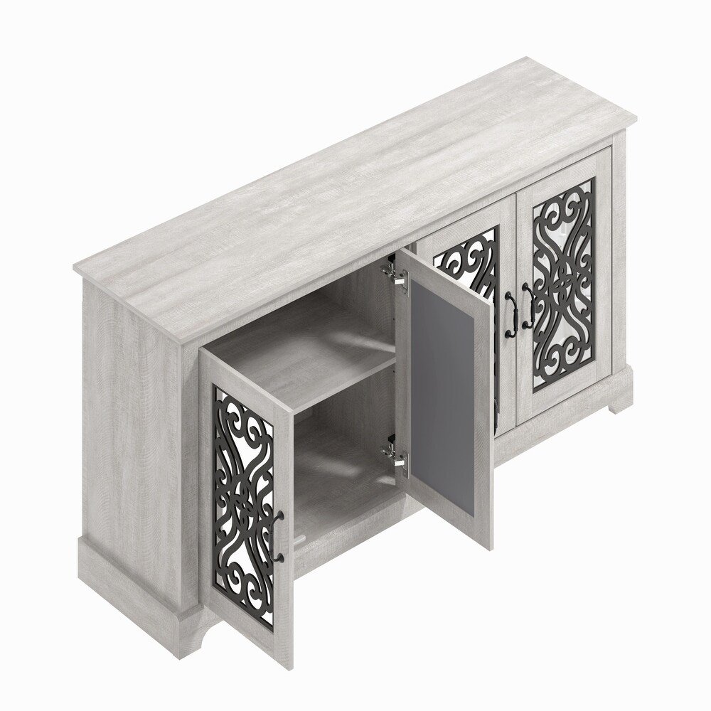 GALANO Calidia 59.1 in. Grey Stone 4 Door TV Stand for TVs up to 65 in.   59.1\