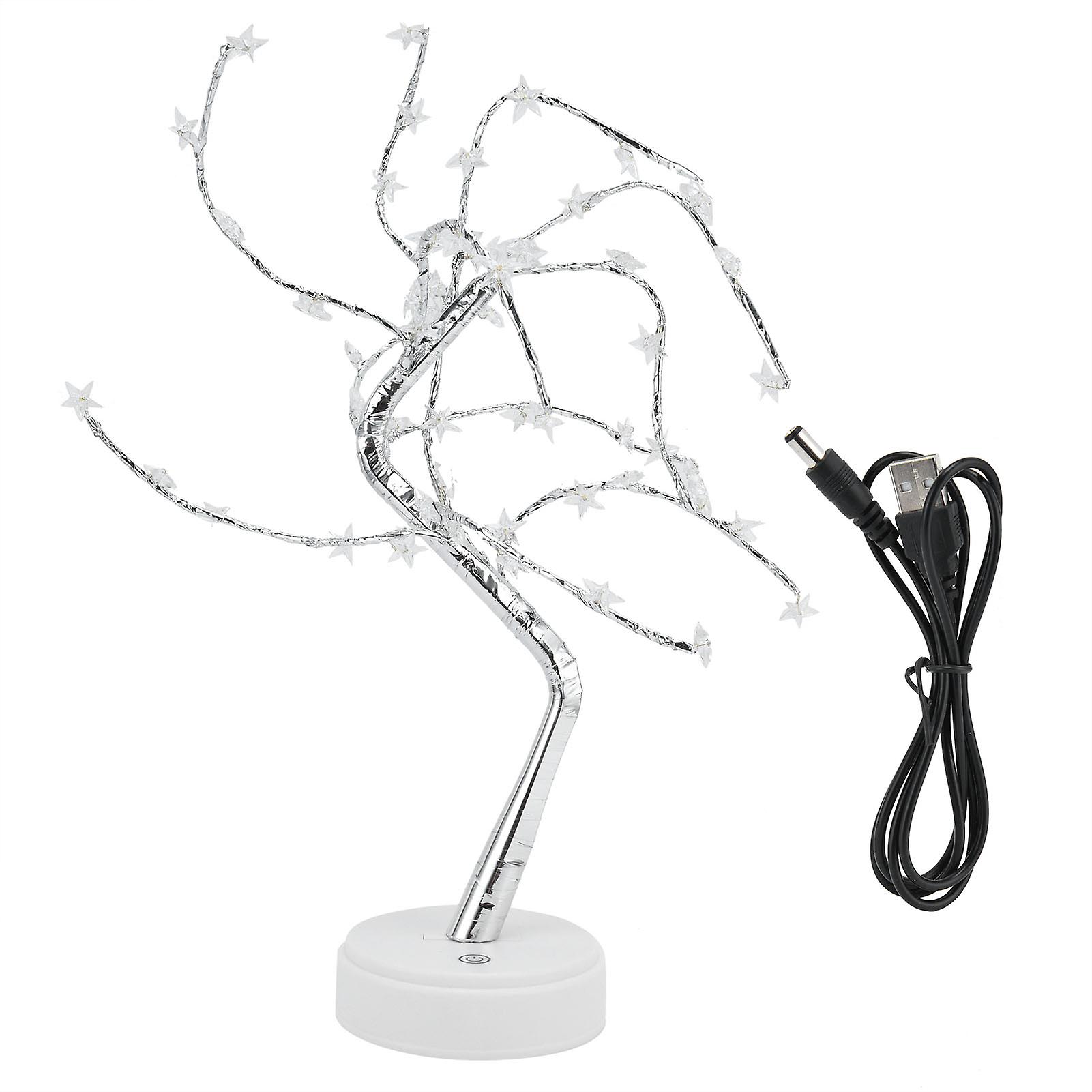 60leds Night Light Usb Powered Light Copper Wire Night Lamp Artificial Tree Shaped Lamp With Fivepointed Star For Home Bedroom Desktop Decoration