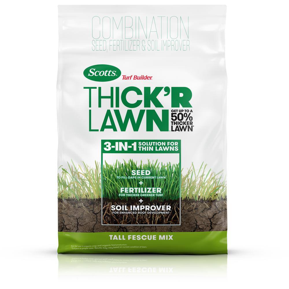 Scotts Turf Builder 12 lbs. 1200 sq. ft. THICK'R LAWN Grass Seed Fertilizer and Soil Improver for Tall Fescue 30073PM