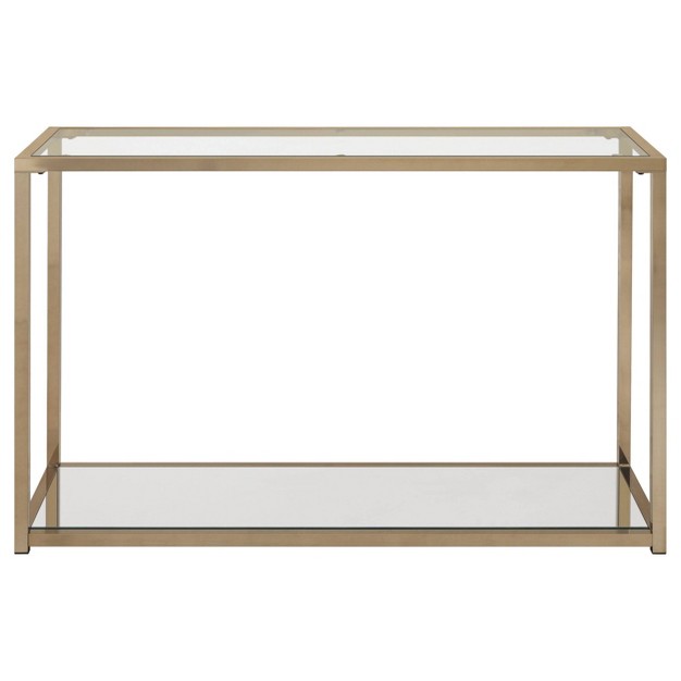 Cora Console Sofa Table With Glass Top And Mirror Shelf Brass Coaster