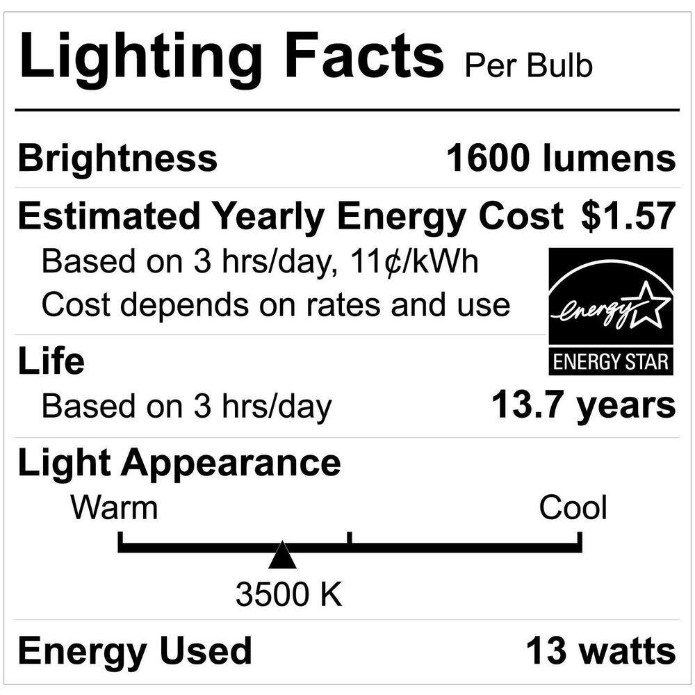 EcoSmart 100-Watt Equivalent A19 Frosted Glass Energy Star Dimmable E26 Base LED Light Bulb True White (4-Pack) FG-04312