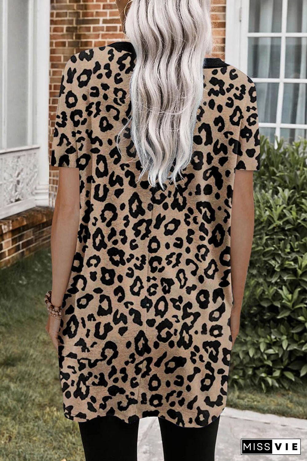 Leopard Print Pocketed T-shirt Mini Dress