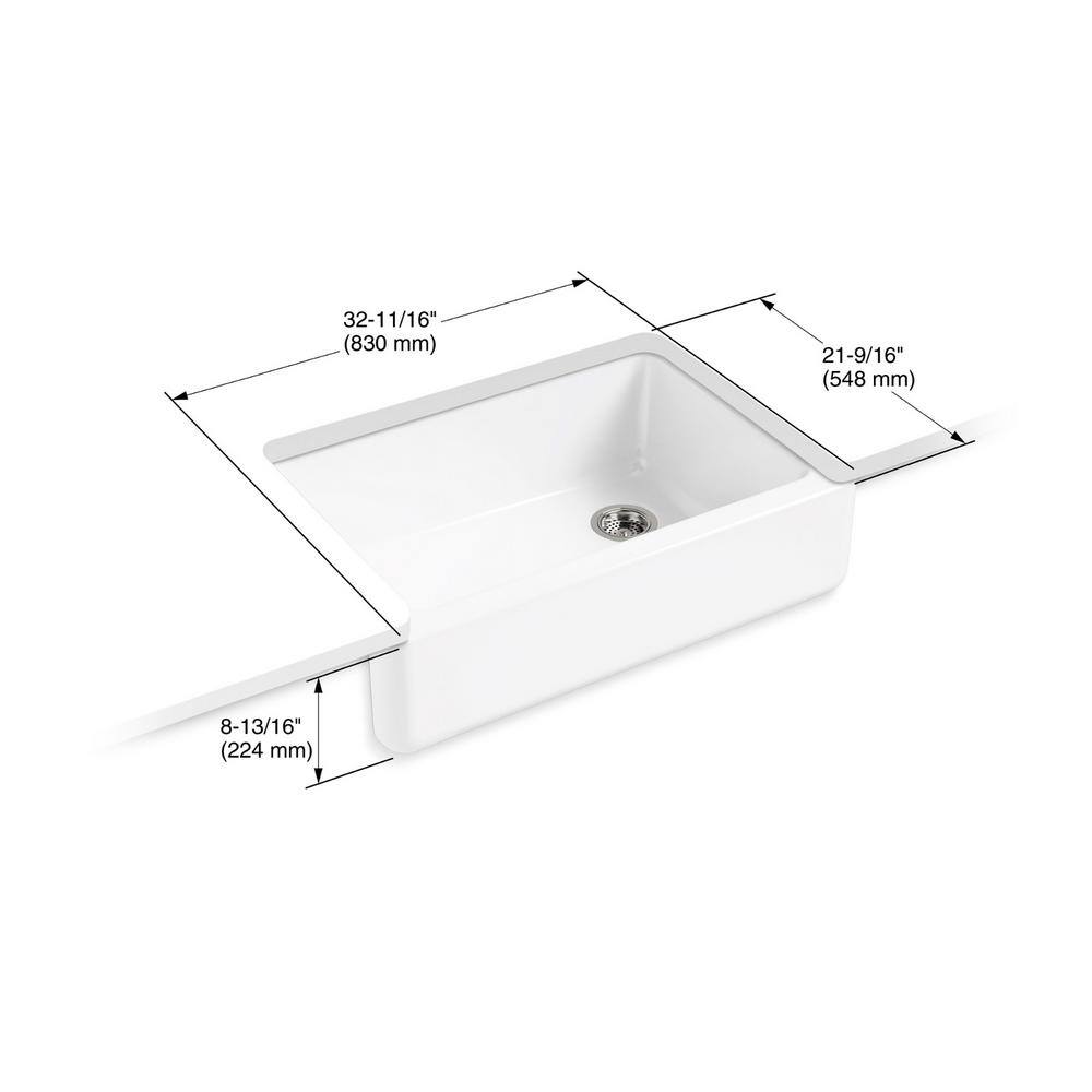 KOHLER Whitehaven All-in-One Undermount Cast Iron 33 in.  Kitchen Sink in White with Tournant Faucet in Stainless Steel 5827-0-77515-VS