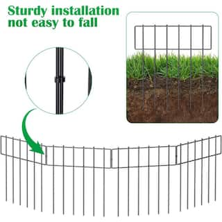 Oumilen 17 in. H x 10 ft. L Barrier Fence Decorative Garden Fencing Rustproof Metal Wire Garden Fence T Shaped (10-Pack) LT-K145