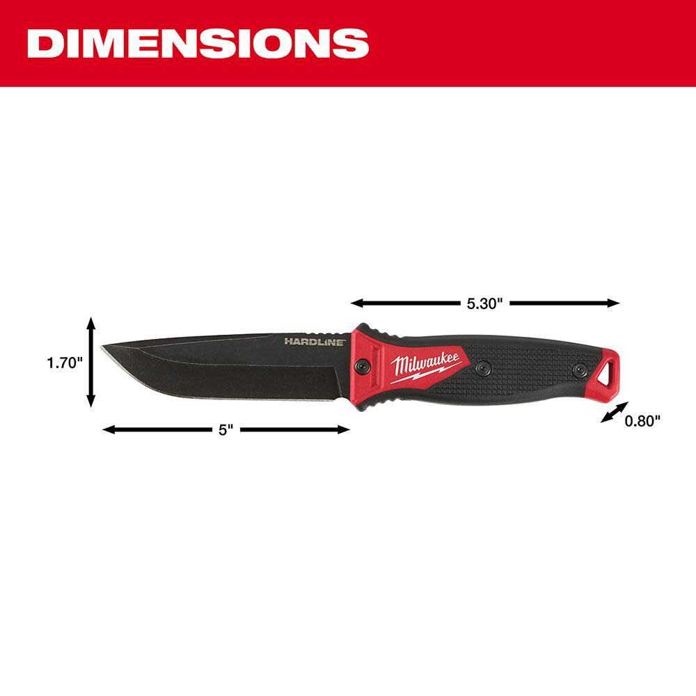 Milwaukee 5 In. HARDLINE Fixed Blade Knife 48-22-1928 from Milwaukee