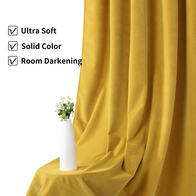 Trinity Velvet Curtains Panels Room Darkening Soft Luxury Drapes Home Decor Rod Pocket Light Blocking Privacy Protect