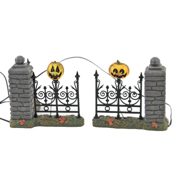 Department 56 Villages Jack o lantern Lit Fence Corner Set Two Village Fence Corners 3 0 Inches Halloween Spooky 6007702 Resin