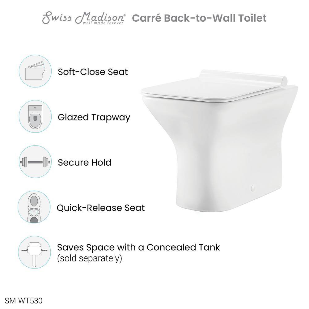 Swiss Madison Carre Back-To-Wall Square Toilet Bowl SM-WT530