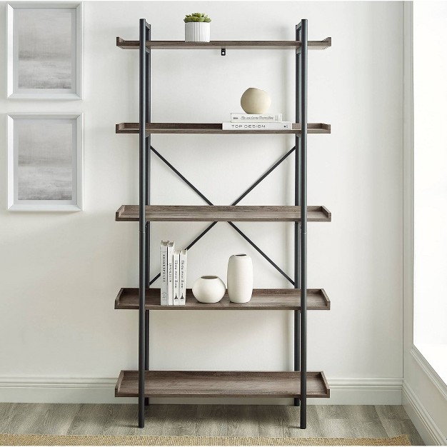 5 Tray Shelf Urban Pipe X Back Bookshelf Saracina Home