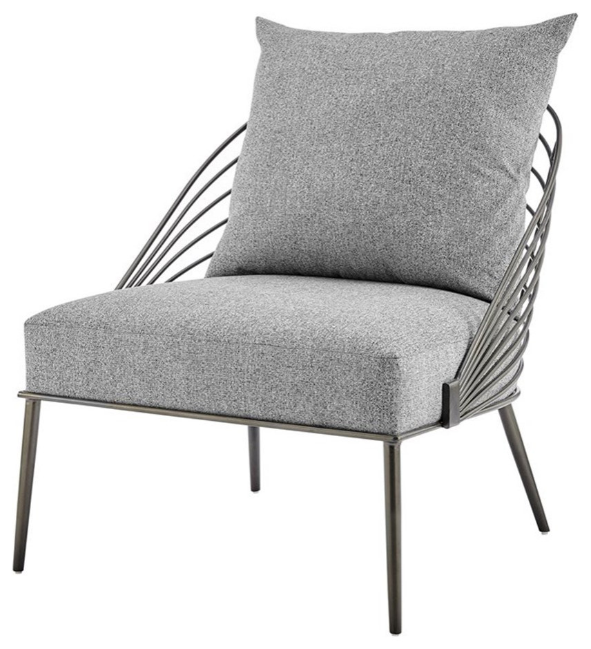 New Pacific Direct Kelby 17.5 quotFabric and Plywood Accent Chair in Gray   Midcentury   Armchairs And Accent Chairs   by Homesquare  Houzz