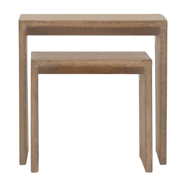 Evie Set of 2 Nesting Side Tables， Medium Brown