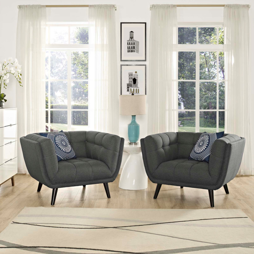 Bestow 2 Piece Upholstered Fabric Armchair Set EEI 2982 BLU SET   Midcentury   Armchairs And Accent Chairs   by Morning Design Group  Inc  Houzz