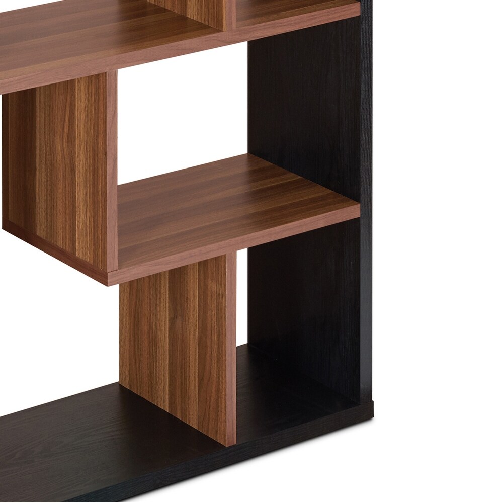 Mylinh Black and Walnut 6 tier Bookshelf