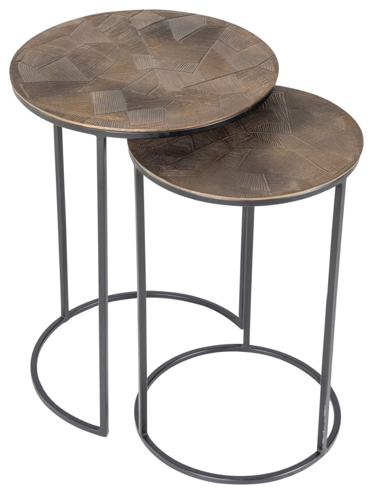 Round Gold Nested End Tables (2)  OROA Tulum   Industrial   Coffee Table Sets   by Oroa   Distinctive Furniture  Houzz