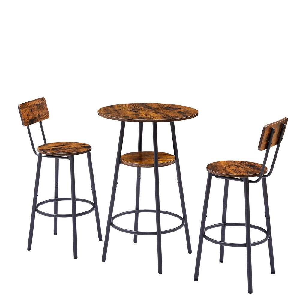 Round 3 Piece Particle Board Bar Table Set 2 Person Fixed Dining Set