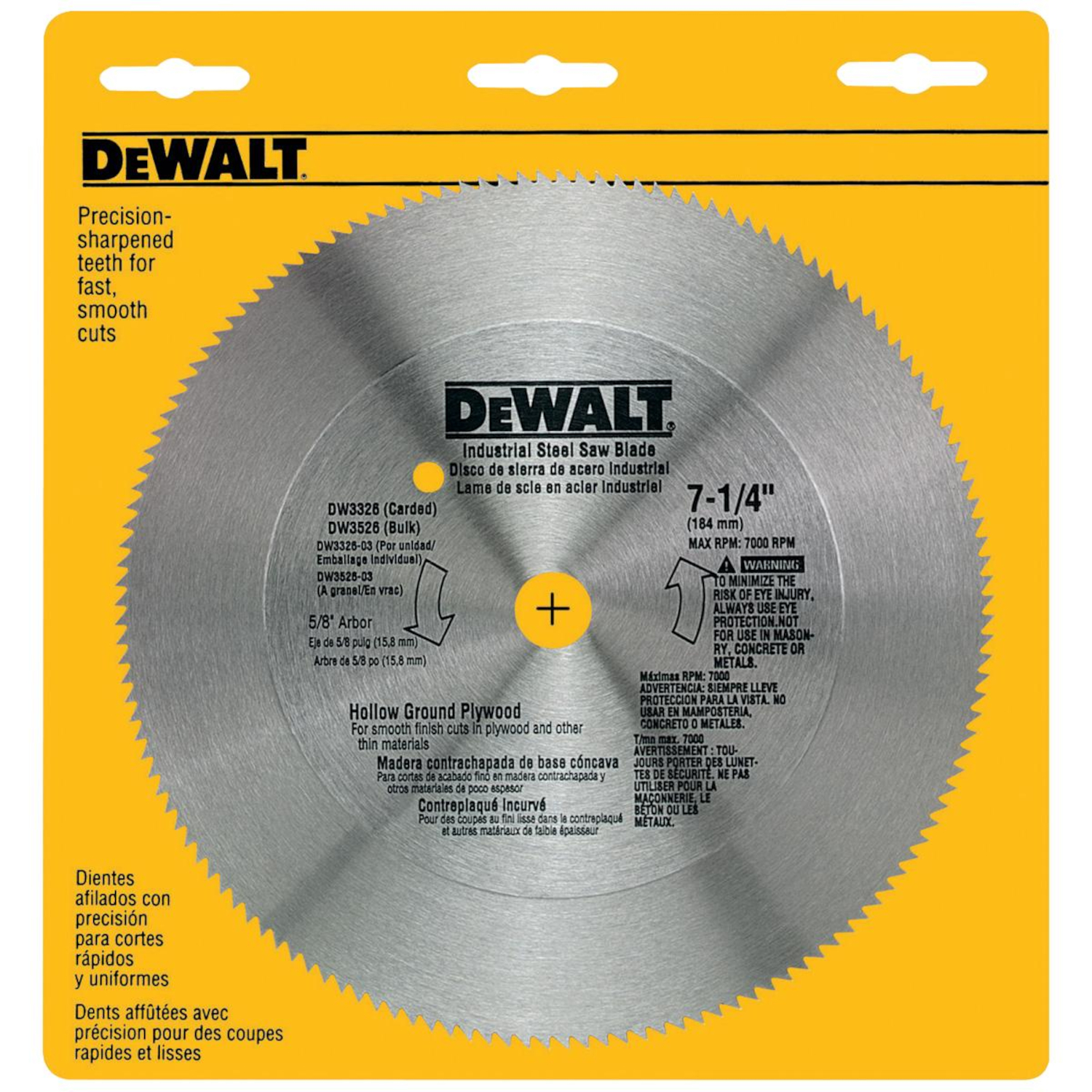 DW 7-1/4 in. D X 5/8 in. Steel Circular Saw Blade 140 teeth 1 pk