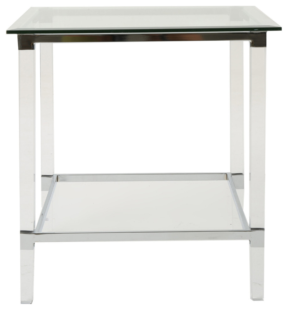 GDF Studio Orson Acrylic and Tempered Glass Square Side Table   Contemporary   Side Tables And End Tables   by GDFStudio  Houzz