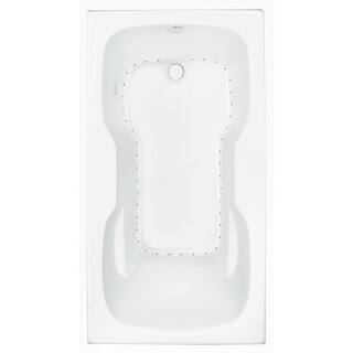 Aquatic Serenity 4 - 60 in. Acrylic Reversible Drain Rectangular Drop-in Air Bath Tub with Chromatherapy in White 635984857052