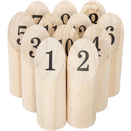 Hey Play Wooden Throwing Game for the Whole Family with Carrying Crate