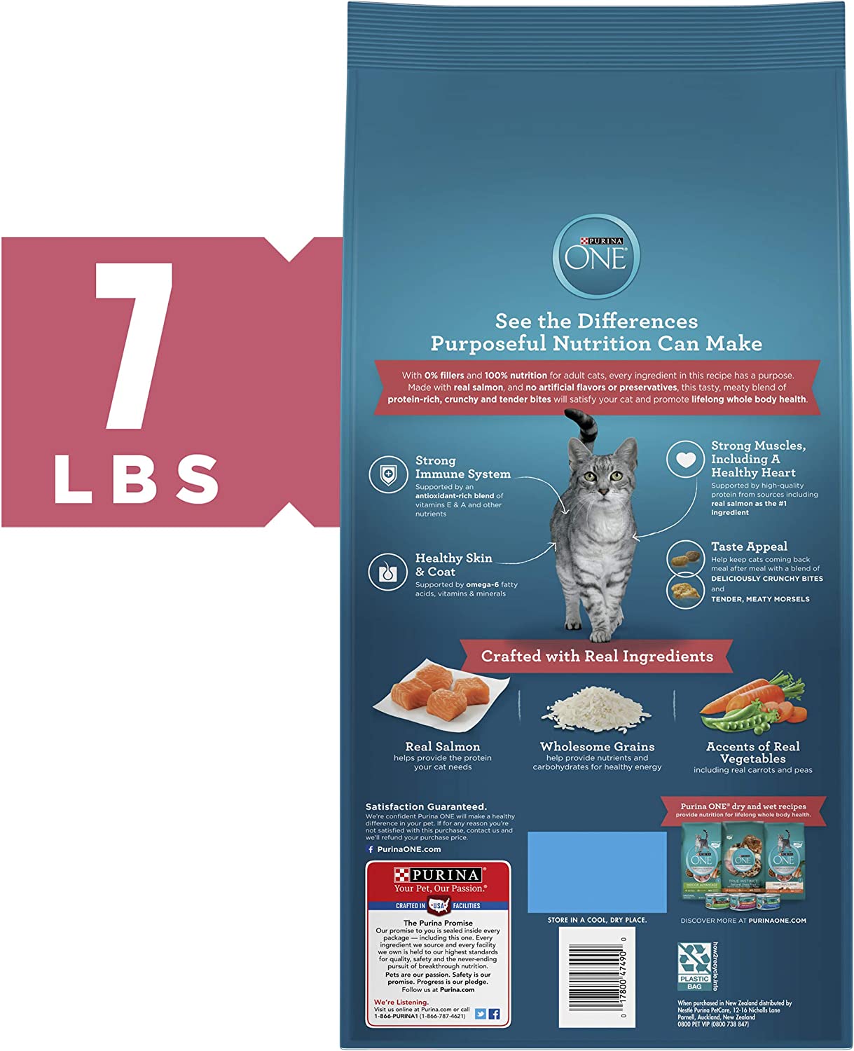 Purina ONE Natural Dry Cat Food Tender Selects Blend With Real Salmon - 7 lb. Bag