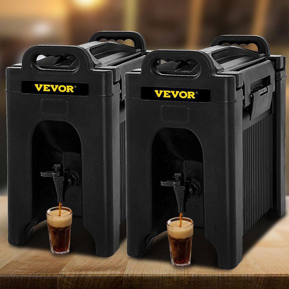 VEVOR Black Insulated Beverage Dispenser 10 Gal Beverage Server Hot and Cold Drink Dispenser 2 PCS LRYLJHSBDD19LAYFRV0