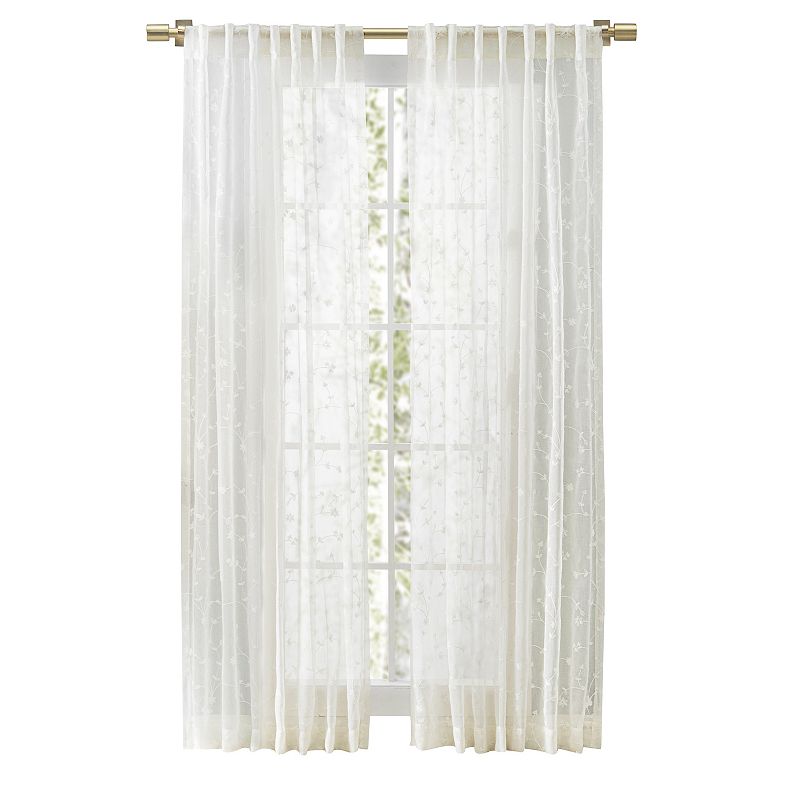 Sheer Blossom Rod Pocket With Back Tab Panel Curtain