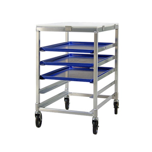 New Age Industrial 95958 Mobile Half Height Bun Pan Rack with Poly Top， 5-Pan Capacity