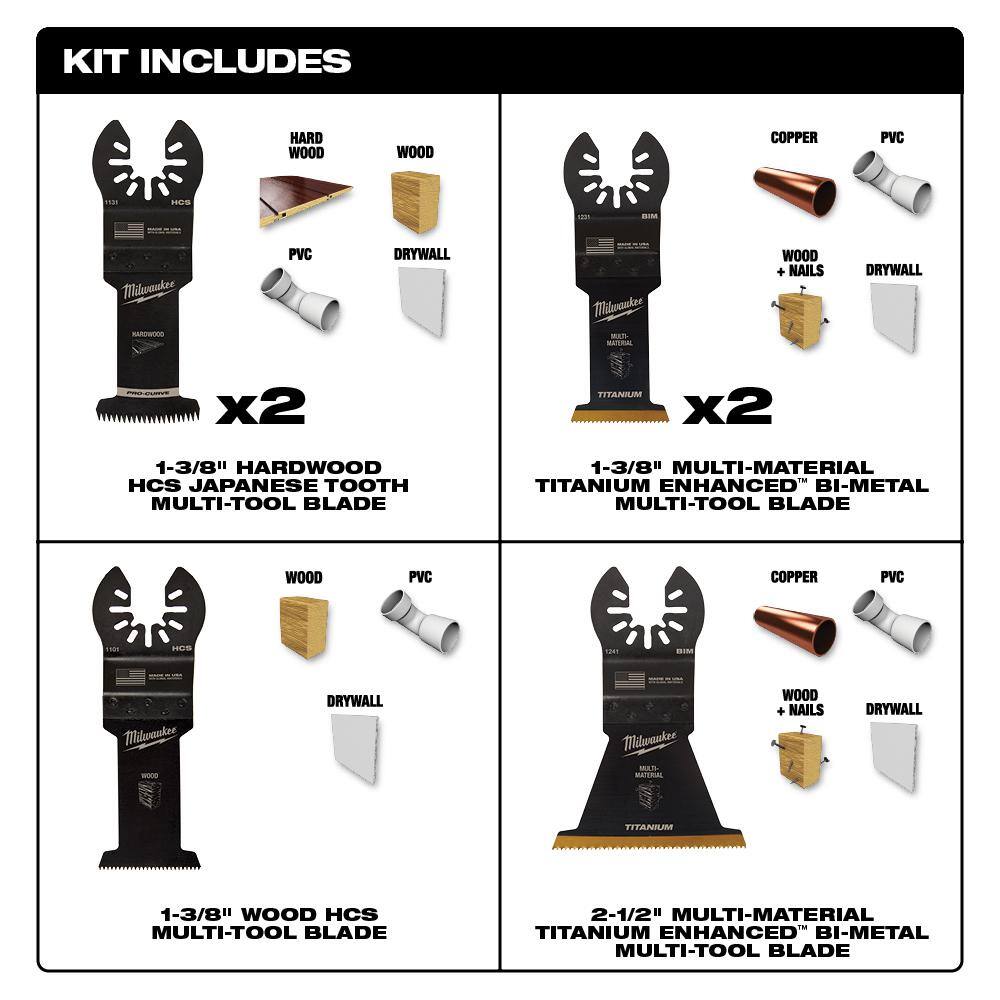 MW Oscillating Multi-Tool Blade Starter Kit with Specialty Sealant Removal  Scraper Blades (13-Piece) 49-10-9112-49-25-2241-49-25-2202