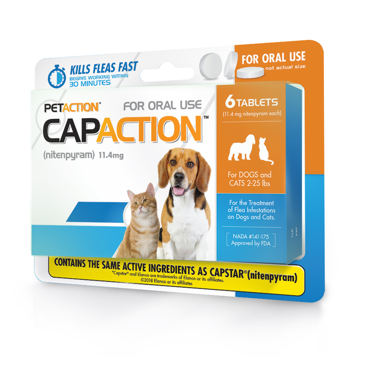 CapAction Cat/Small Dog Flea Tabs， 6 Pack