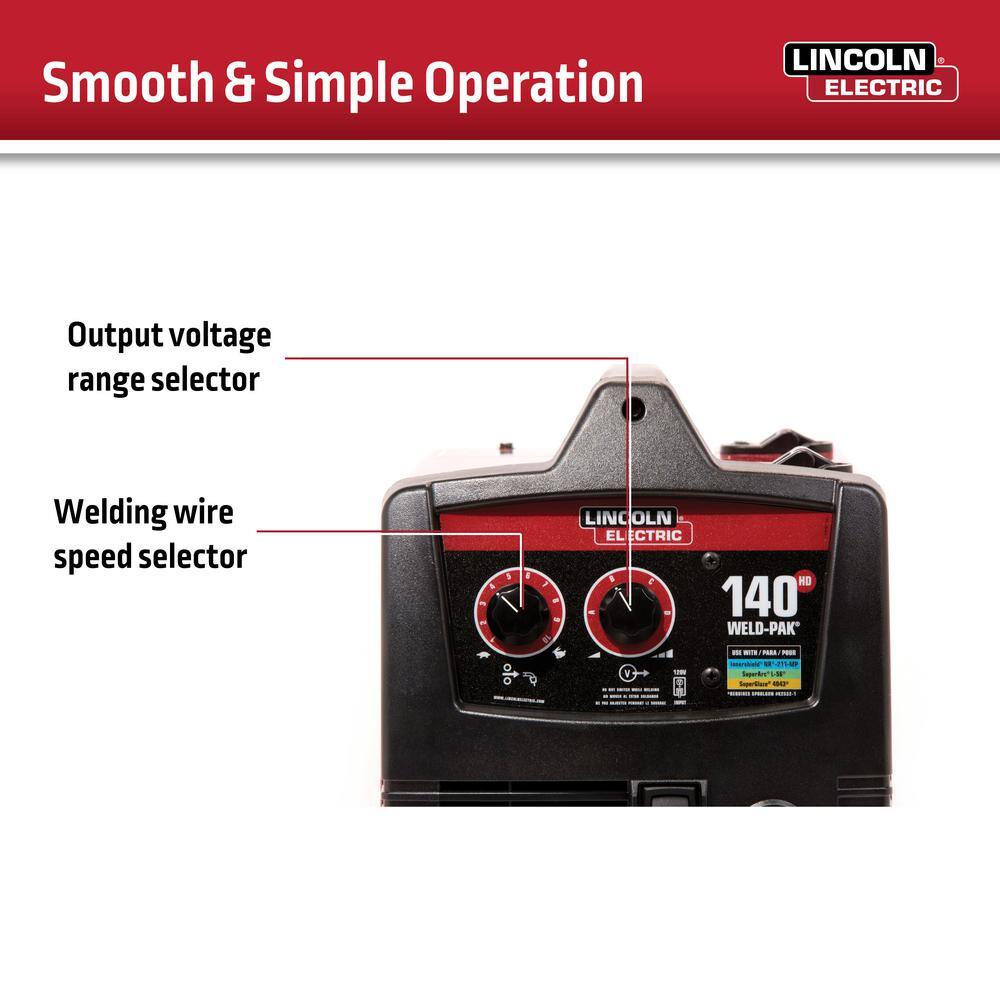 Lincoln Electric Weld-Pak 140 Amp MIG and Flux-Core Wire Feed Welder 115V Aluminum Welder with Spool Gun sold separately K2514-1