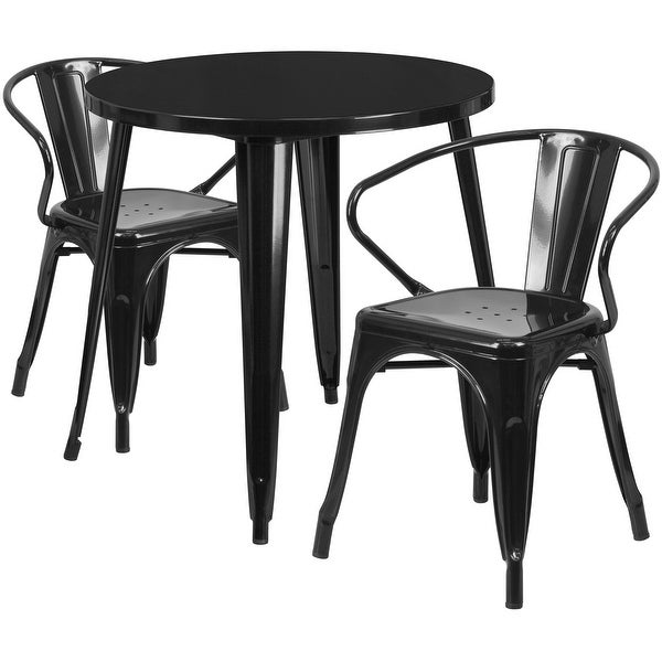 30'-inch Round Metal Indoor-Outdoor Table Set