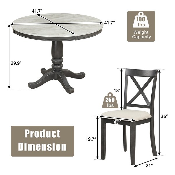 Williamspace 5-Piece 41.7in Modern Dining Set for Home， Kitchen， Dining Room