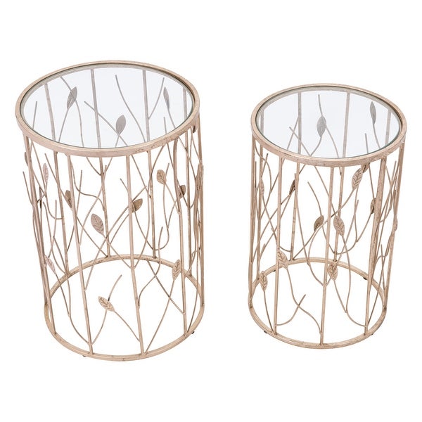 Set of 2 Sage Side Tables Gold - 15