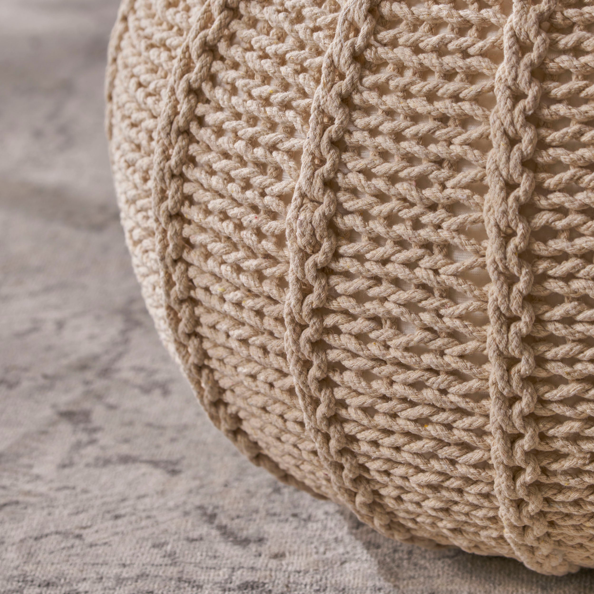 Agatha Knitted Cotton Pouf