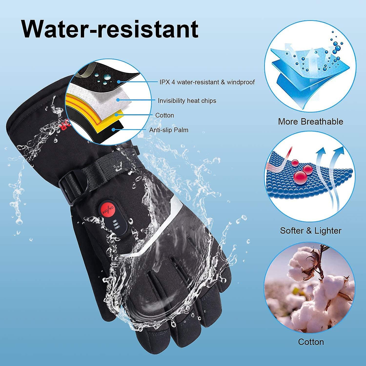 Winter Heated Gloves For Women Men Electric Thermal Skiing Glove Guantes Moto Waterproof Rechargeable With Battery