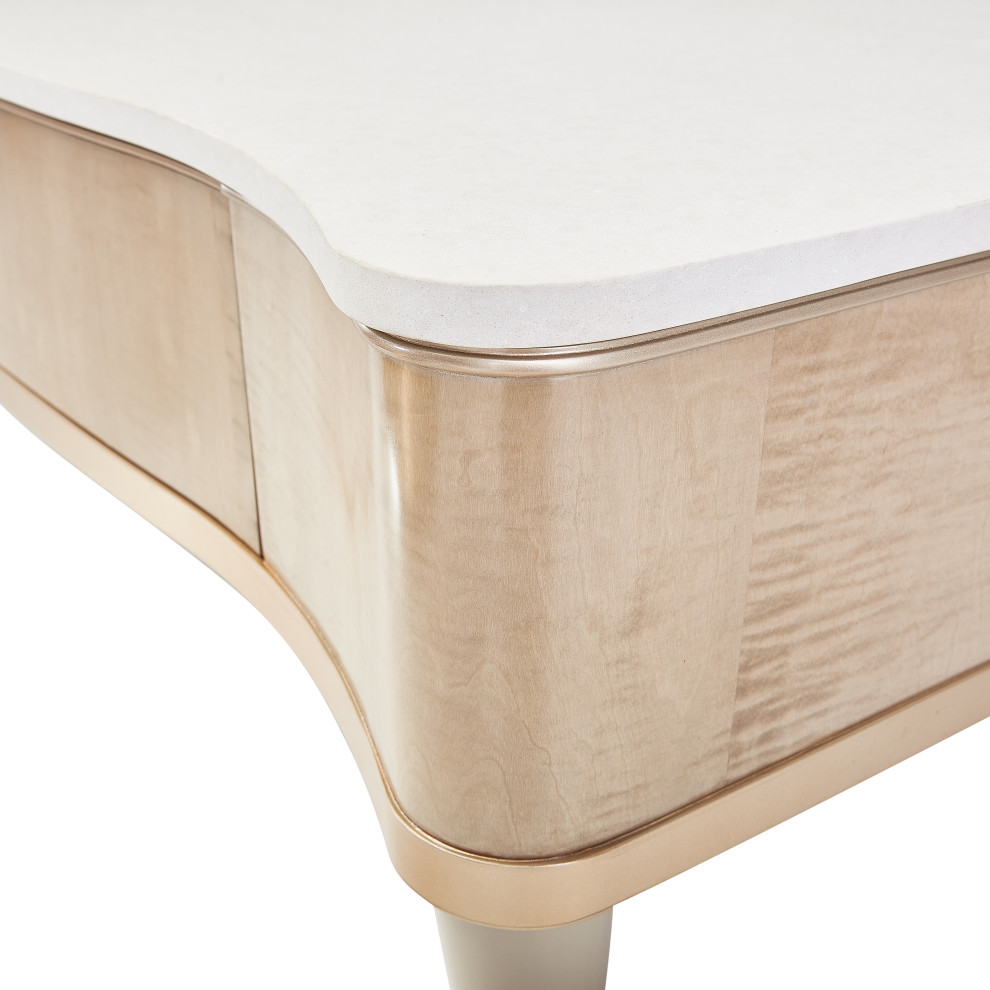 Malibu Crest Rectangular Wood  ampMarble Cocktail Table   Blush   Midcentury   Coffee Tables   by Michael Amini  Houzz