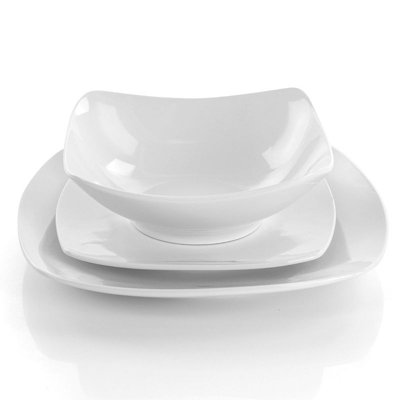 Elama Newman 18 Piece Square Porcelain Dinnerware Set in White