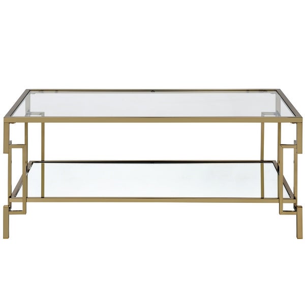 Furniture of America Yout Glam Champagne 43-in Glass Top Coffee Table