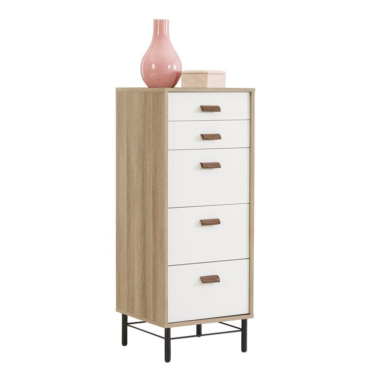 Sauder Anda Norr Lingerie Dresser of Drawers in Sky Oak, Sky Oak Finish