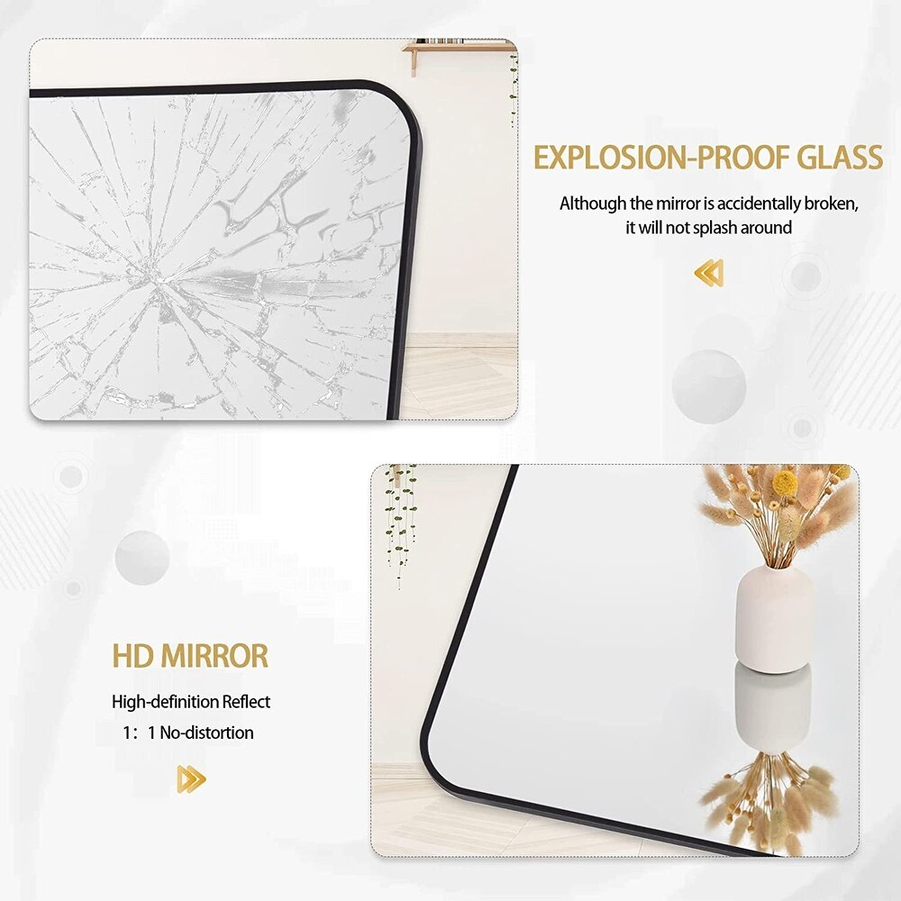 64 x 21 Full Length Floor Mirror with Rounded Corners