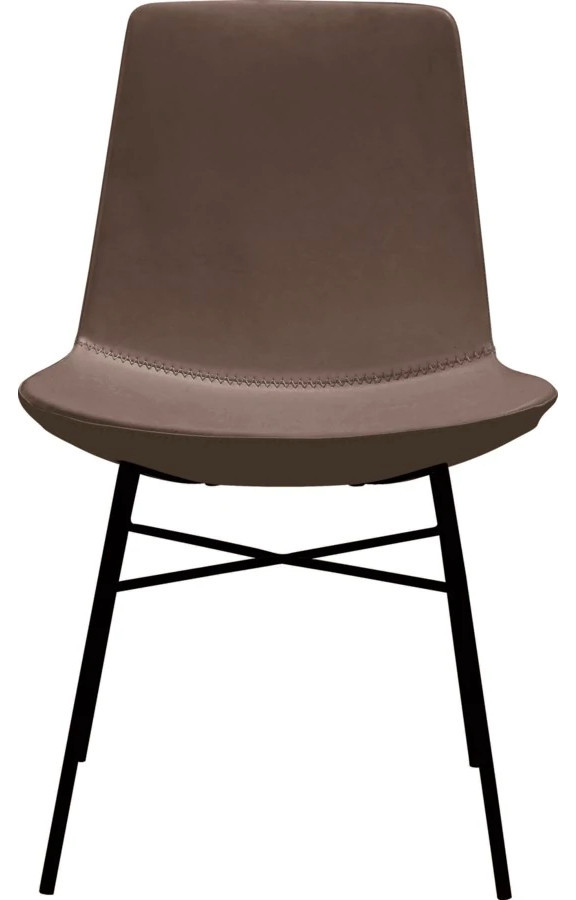 Gian Dining Chair With Dark Gray Double Pu Shell and Black Steel Base   Midcentury   Dining Chairs   by V.S.D Furniture  Houzz