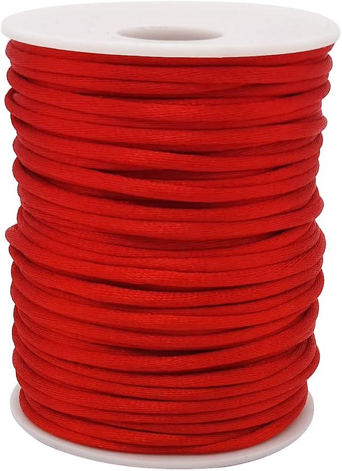 3mm Red Satin Cord Rattail Silk Cord Chinese Knot Thread For Jewelry Making， 50 Yards Spool