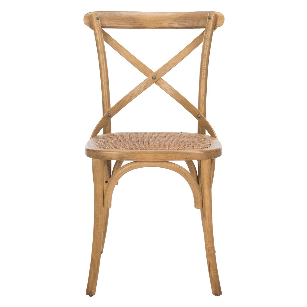 SAFAVIEH Franklin X Back Weathered Oak Dining Chair (Set of 2)